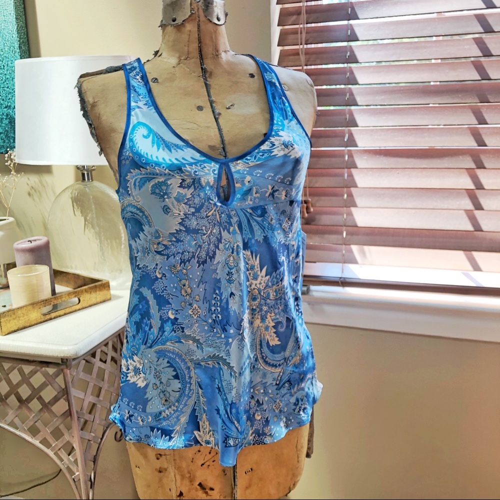 Paisley Satin Keyhole Pajama Top